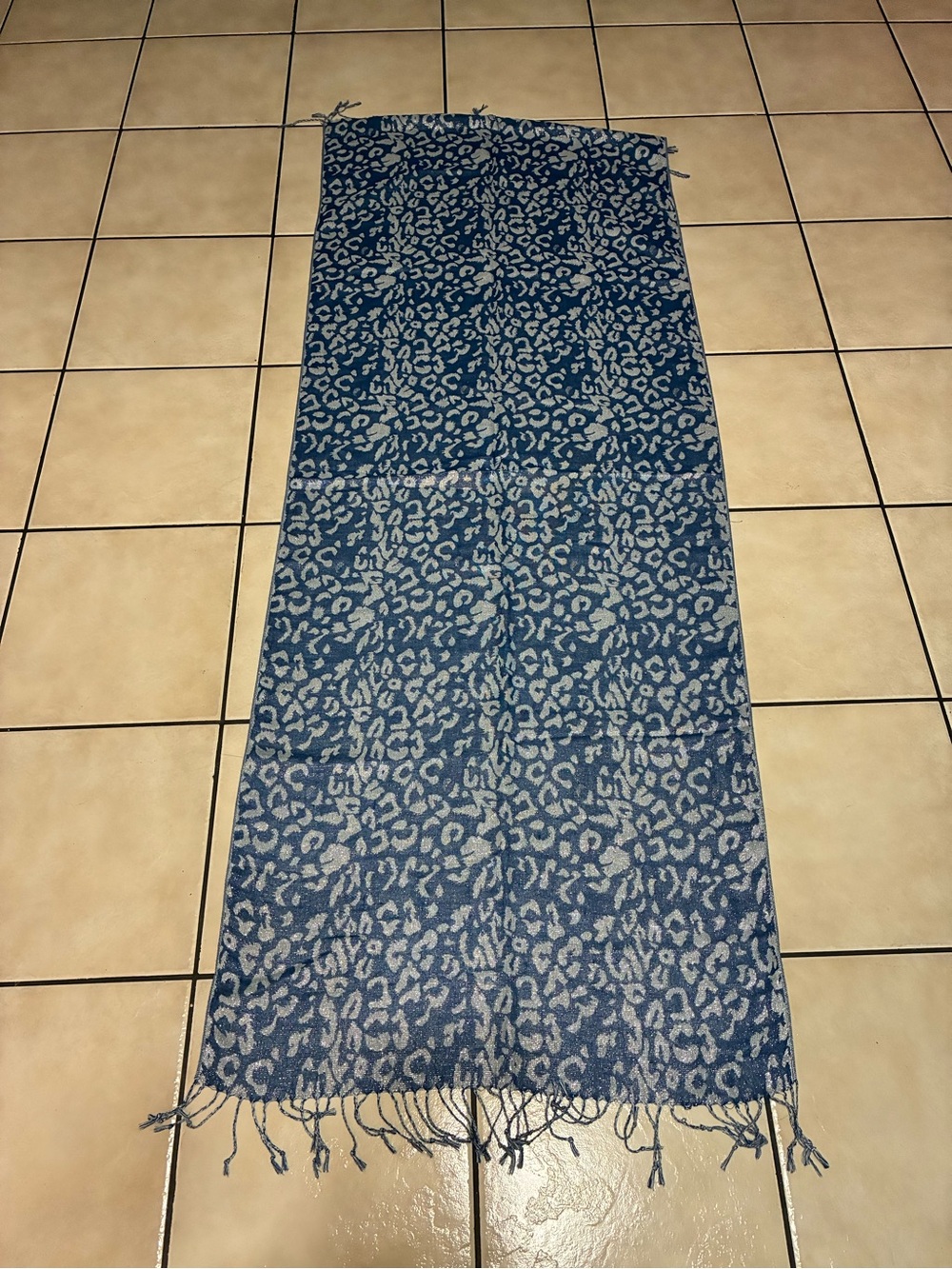 Blue Leopard Print Women's Scarf